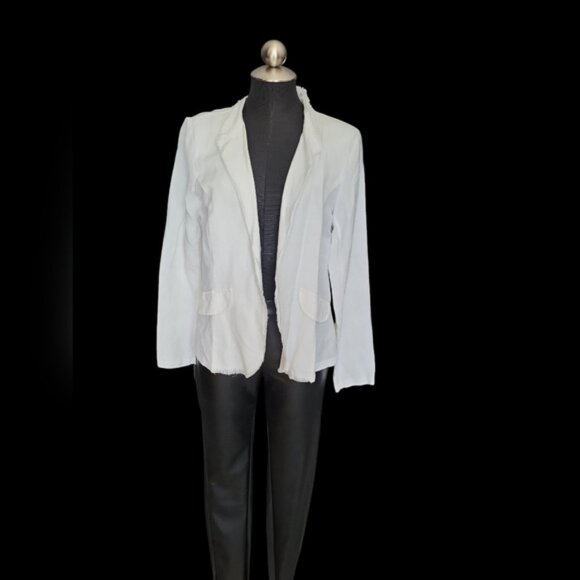 Frank Lyman White Linen Fringe Blazer New Women's Sz Medium - Picture 2 of 15